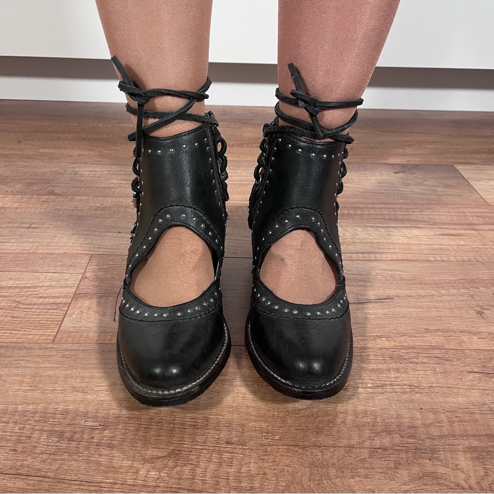 Freebird Black Lace-Up Cutout Boots